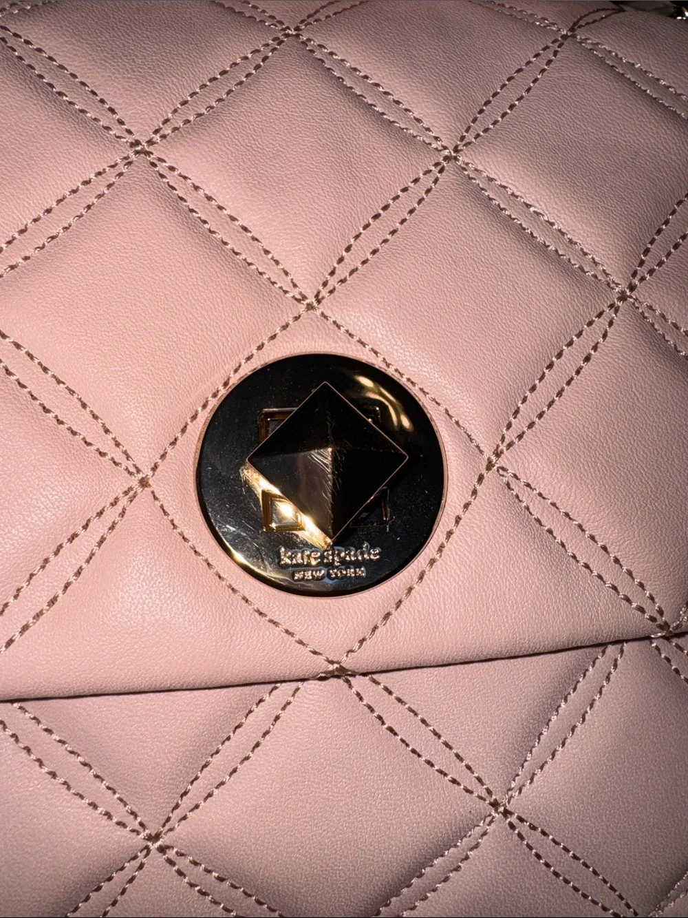 Kate Spade Quilted Pink Shoulder Bag with Gold-Tone Hardware